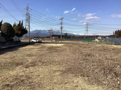 塩谷町大字原荻野目【土地】南側から撮影現地土地　※街並み含む　（２０２６年２月）撮影