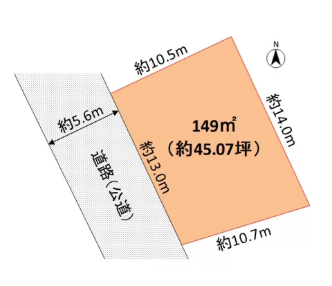 栃木市西方町金崎【土地】区画図　※公図を基に作成しています。図面と現況が異なる場合は、現況優先となります。