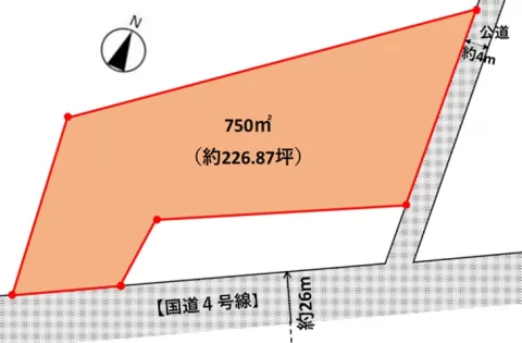 宇都宮市下岡本町【土地】区画図　※図面と現況が異なる場合は、現況優先となります。