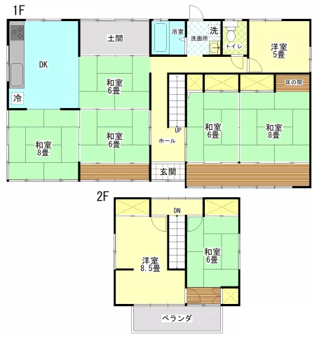 那珂川町矢又【7DK】間取り図　※図面と現況が異なる場合は、現況優先となります。