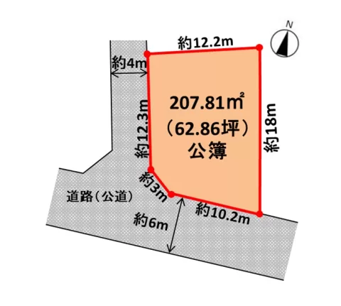 鹿沼市泉町【土地】区画図　※地積測量図を基に作成しています。図面と現況が異なる場合は、現況優先となります。